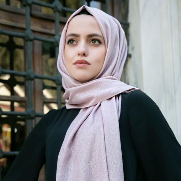 Hediyelik Pembe Simli Şal & İnci Tesbih Güllü Pembe - 5