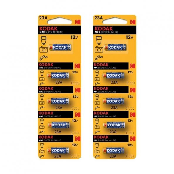 Pil 23 A Araba Garaj Kumanda Pili 12 Volt 2 Paket 5 li Kodak 23A Alkalin Kumanda Pili