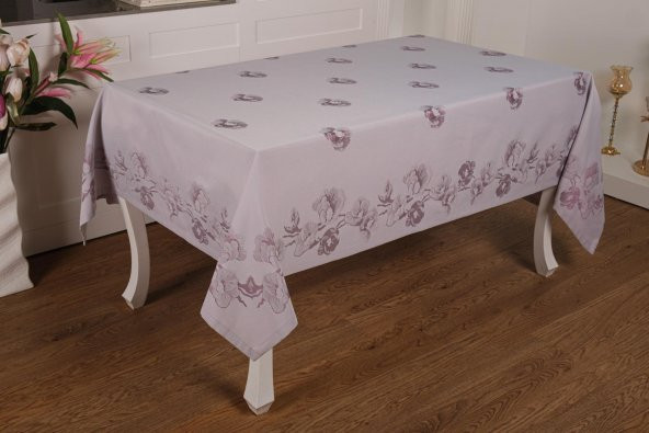 Finezza Müge Lüx Jakar Kumaş Mor Masa Örtüsü  Dikdörtgen 160x220 cm - 1048 - 1