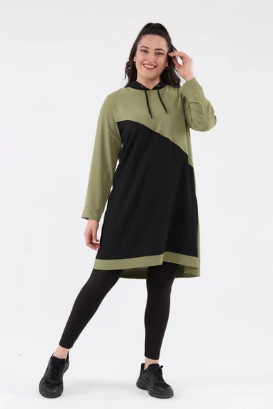 İki Renk Kapüşonlu Tunik - 5