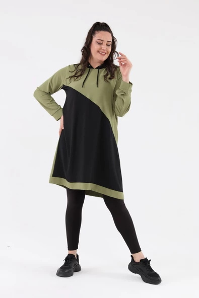 İki Renk Kapüşonlu Tunik - 10