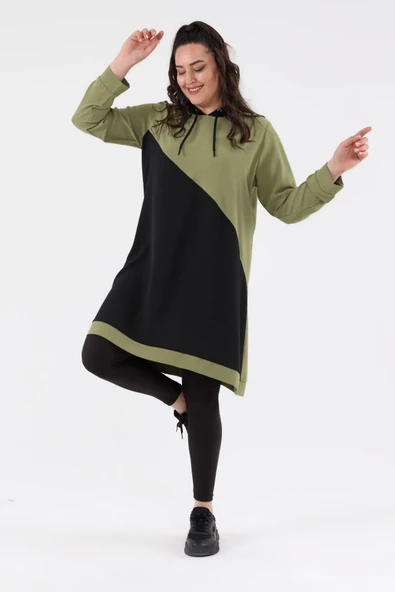 İki Renk Kapüşonlu Tunik - 3