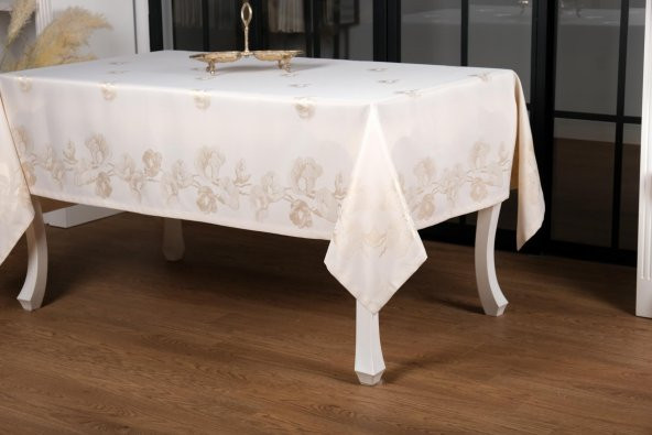 Finezza Müge Lüx Jakar Kumaş Bej Masa Örtüsü  Dikdörtgen 160x220 cm - 1049 - 3
