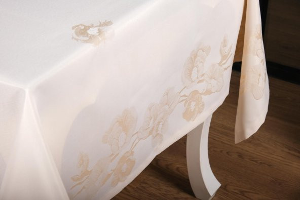 Finezza Müge Lüx Jakar Kumaş Bej Masa Örtüsü  Dikdörtgen 160x220 cm - 1049 - 8