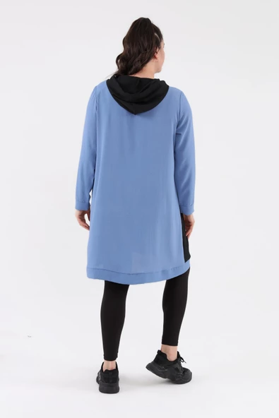 İki Renk Kapüşonlu Tunik - 8