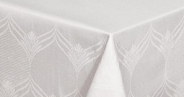 Finezza Aslı Lüx Jakar Polycotton Kumaş Gri Masa Örtüsü 160x320 cm - 1052 - 4
