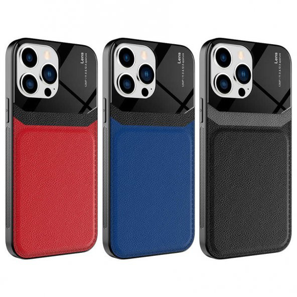 Apple iPhone 13 Pro Kılıf Deri Görünümlü Tasarım Sert Arka Kapak - 2