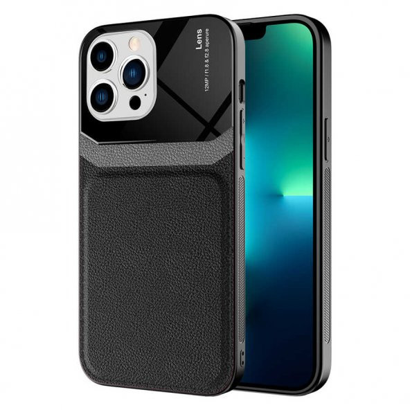 Apple iPhone 13 Pro Kılıf Deri Görünümlü Tasarım Sert Arka Kapak - 3