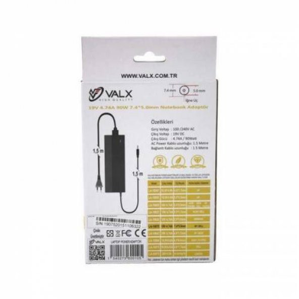 ADP VALX LA-19075 19V 4.74A 90W 7.4 X 5.0 HP DELL  LAPTOP ADP - 8