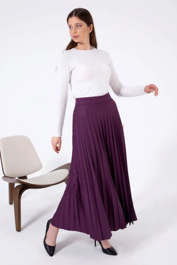 NESAFET BÜYÜK BEDEN KADIN PİLİSELİ ETEK - 12