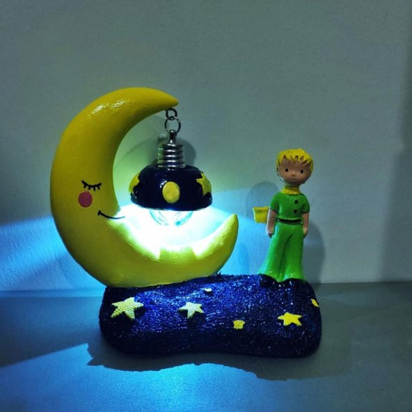 Küçük Prens Masa Lambası Ahşap Kutulu Kupa Küçük Prens Puf Yastık - 3
