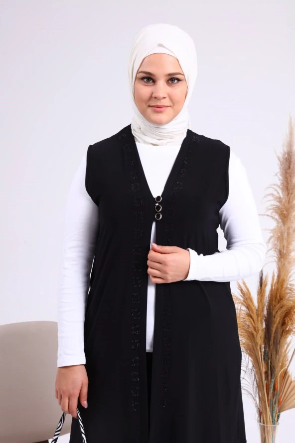 NESAFET ÜÇ DÜĞME TAŞLI KADIN YELEK - 7