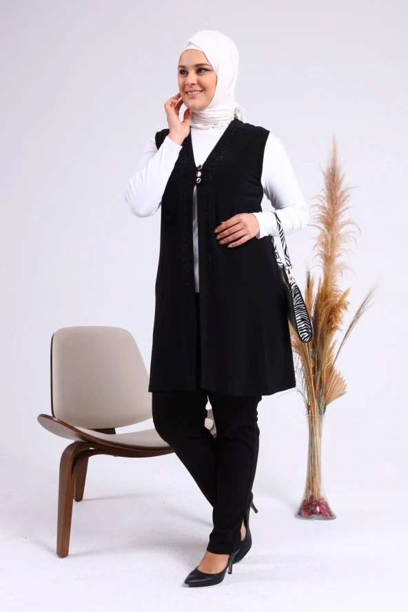 NESAFET ÜÇ DÜĞME TAŞLI KADIN YELEK - 10