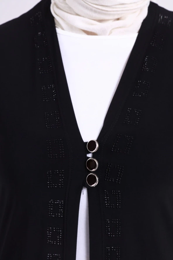 NESAFET ÜÇ DÜĞME TAŞLI KADIN YELEK - 12