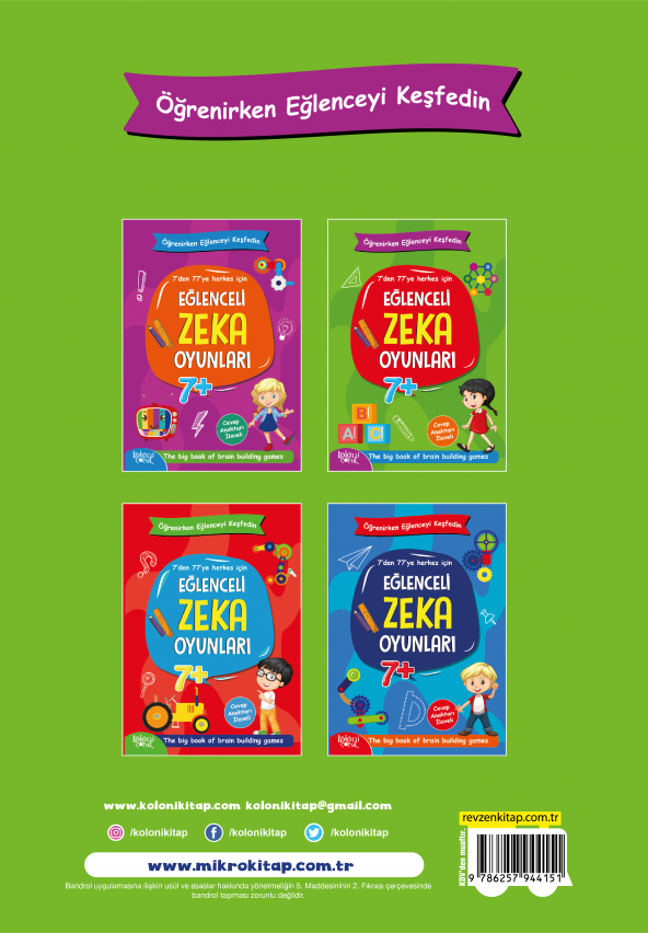 Koloni Çocuk Eğlenceli Zeka Oyunları Yeşil Kitap Öğrenirken Eğlenceyi Keşfedin Tüm Yaşlara Uygun - 2