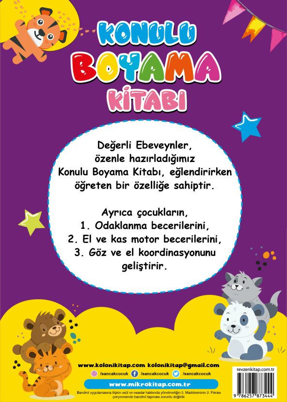 Sancak Çocuk Çocuklar için Konulu Boyama Mor Kitap - Eğlenirken Hayal ve El Becerini Geliştir - 2