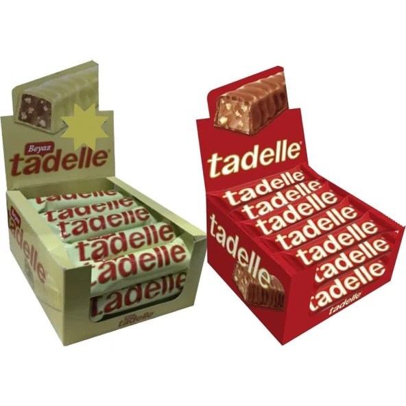 Tadelle Fındıklı Sütlü &Tadelle Fındıklı Sütlü Beyaz Çikolata 30 Gr-20 Adet X2