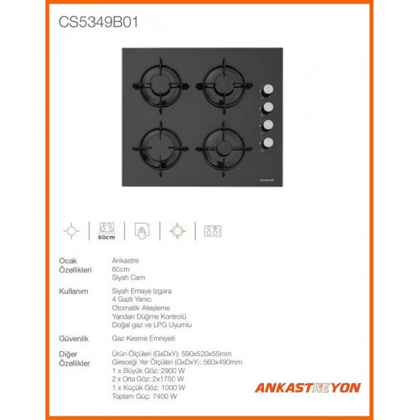 Silverline CS5349B01 Ankastre Ocak Siyah - 2