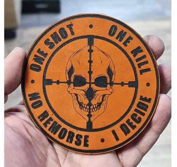ONE SHOT ONE KILL KESKİN NİŞANCI Deri PEÇ - Arma - Askeri Patch - 2