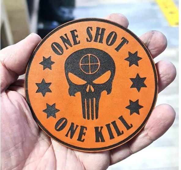 ONE SHOT ONE KILL KESKİN NİŞANCI Deri PEÇ - Arma - Askeri Patch - 2