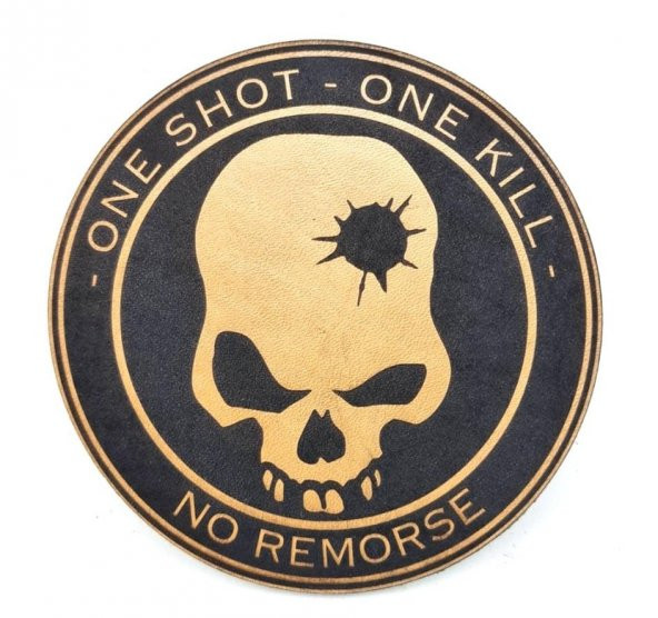 ONE SHOT ONE KILL KESKİN NİŞANCI Deri PEÇ - Arma - Askeri Patch - 1