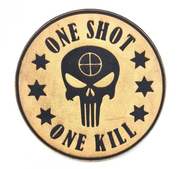 ONE SHOT ONE KILL KESKİN NİŞANCI Deri PEÇ - Arma - Askeri Patch - 1