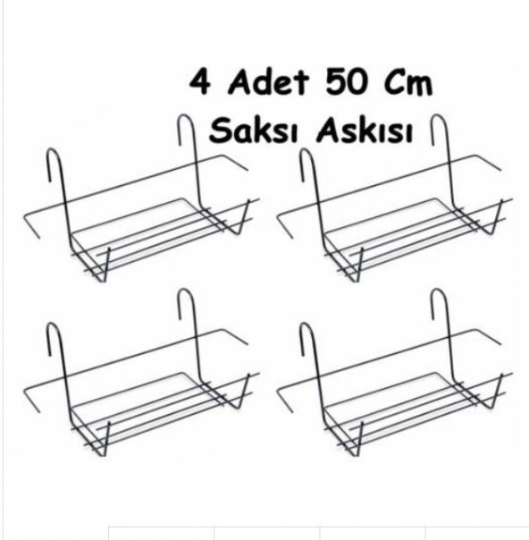 4 Adet 50 Cm. Balkon Saksı Askısı Ferforje Saksı Standı