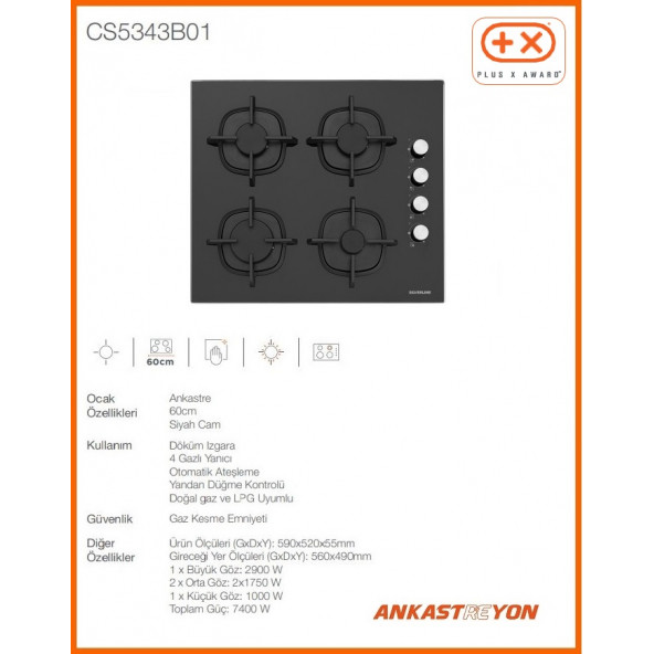 Silverline CS5343B01 Ankastre Siyah Döküm Ocak - Resim 2