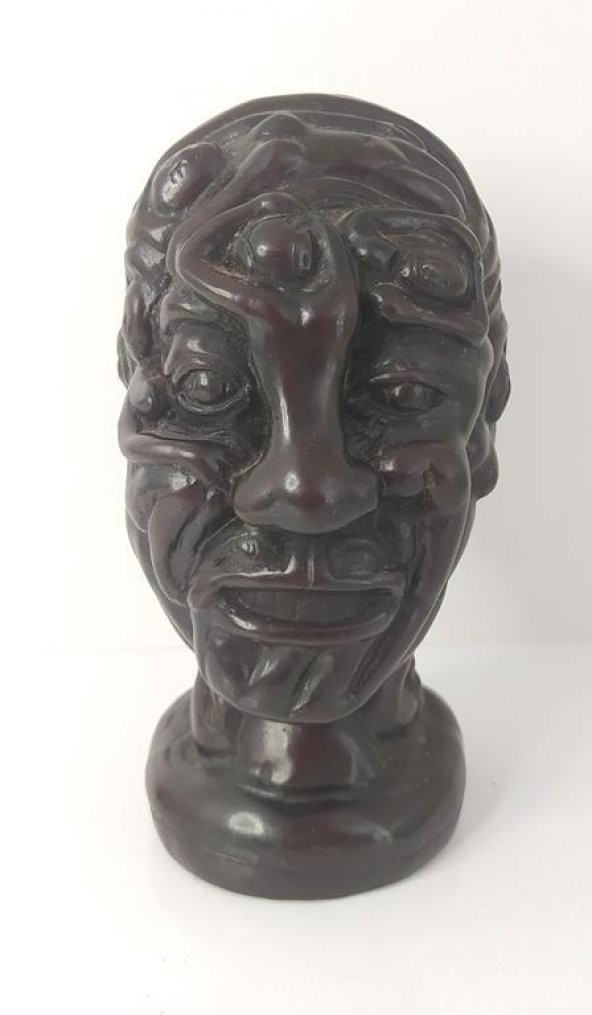 Erkek Kafası Reçine Biblo Heykel Masa Üstü Dekor Süsü