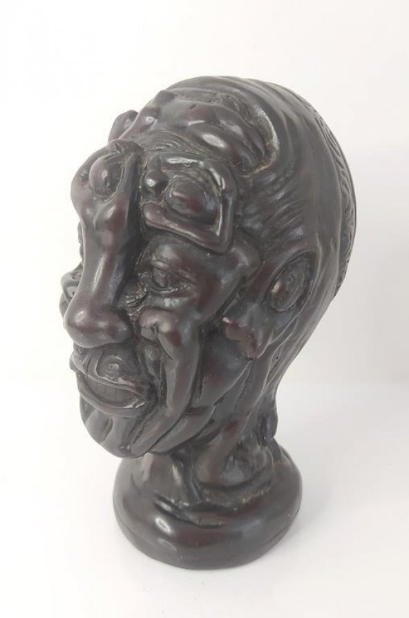 Erkek Kafası Reçine Biblo Heykel Masa Üstü Dekor Süsü - 2