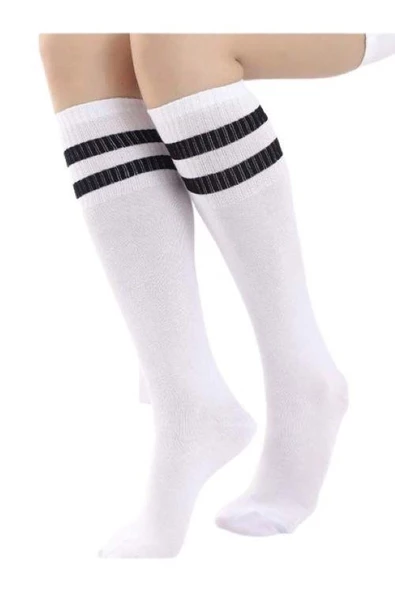 Çizgili Kız Çocuk Dizaltı Çorap - 2 Çizgili - 6