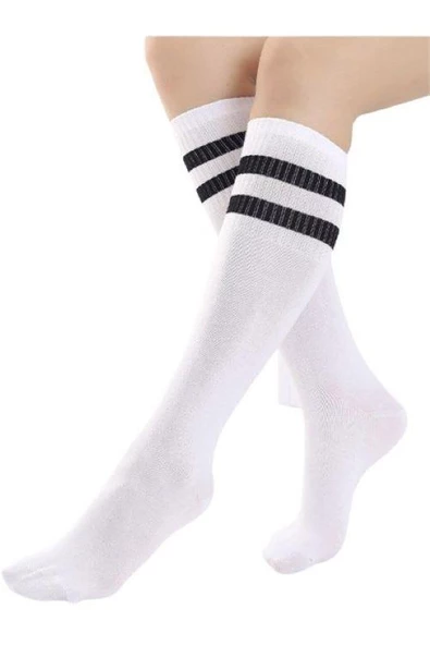 Çizgili Kız Çocuk Dizaltı Çorap - 2 Çizgili - 5