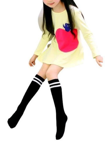 Çizgili Kız Çocuk Dizaltı Çorap - 2 Çizgili - 2