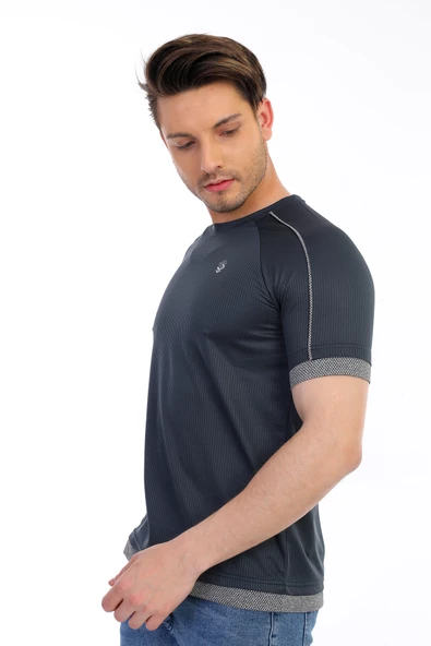 Erkek Mikro Polyester Performans Yürüyüş Antrenman Sporcu T-Shirt - 6