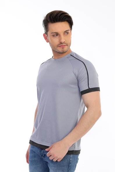 Erkek Mikro Polyester Performans Yürüyüş Antrenman Sporcu T-Shirt - 5