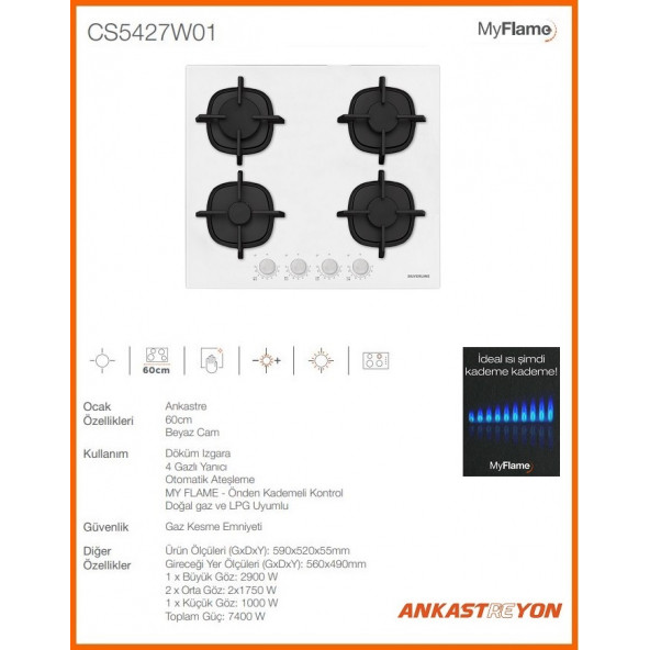 Silverline CS5427W01 Ankastre Ocak 9 Kademeli ısı ayarı - 2