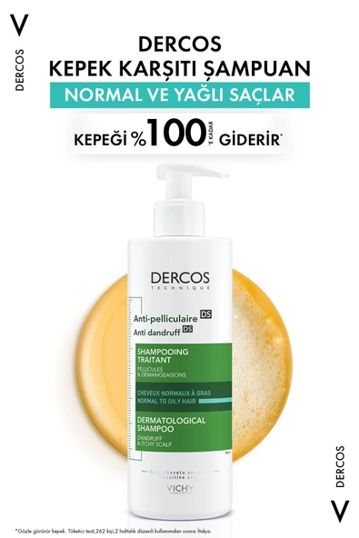 Vichy Dercos Anti-Dandruff Normal ve Yağlı Saçlar için 390 ml Kepek Şampuanı - 3