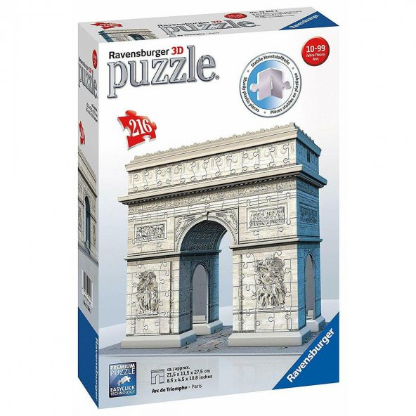 Ravensburger 3 Boyutlu Yapboz Arc de Triomphe Paris Zafer Takı Ravensburger 3D Puzzle 216 Parça