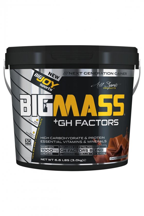 Bigjoy Sports Bigmass Gainer Gh Factors 3000 Gr Çikolata Aromalı