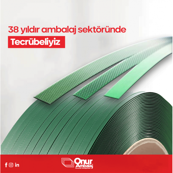 ONUR AMBALAJ Polyester Çember 2000 Mt Yeşil 12 0 60 Mm - 2