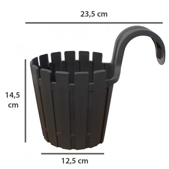 Poliwork Akasya Tekli Kolay Askı Denge Aparatlı Saksı Antrasit - 3