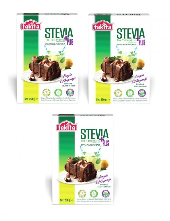 Takita Stevia Plus Toz Tatlandırıcı 250 Gr 3 Adet