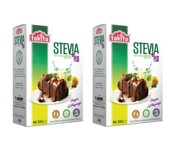 Takita Stevia Plus Toz Tatlandırıcı 250 Gr 2 Adet