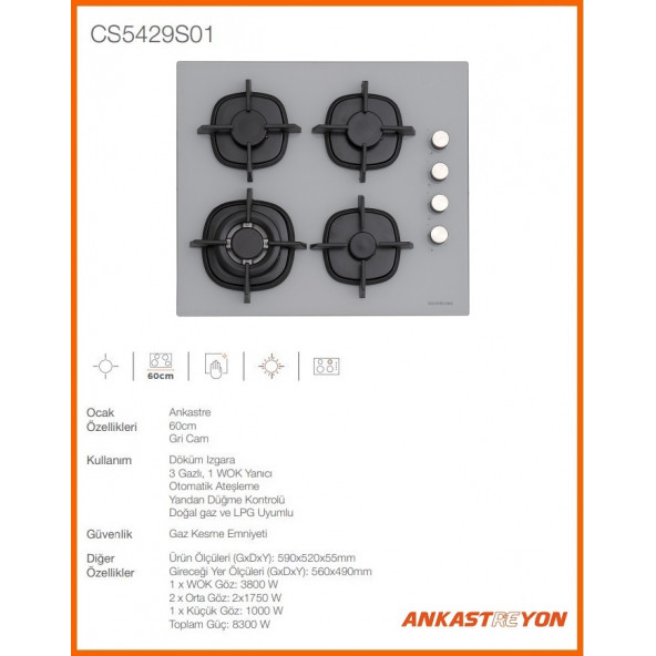 Silverline CS5429S01 Gri Ankastre Ocak - 2