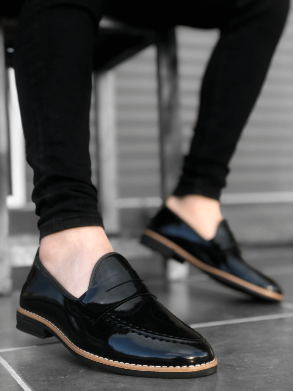 ER0009 Rugan Corcik Siyah Klasik Erkek Ayakkabısı