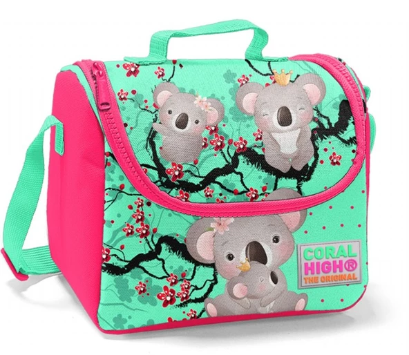Coral High Kırmızı-Yeşil Koala Baskılı Termoslu Beslenme Çantası - Kız Çocuk