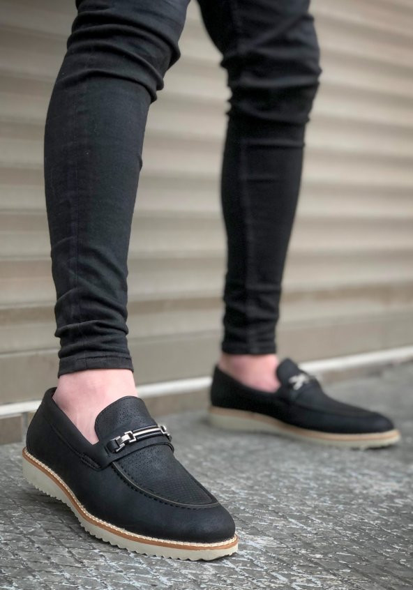 ER0198 Klasik Nubuk Siyah Casual Erkek Ayakkabı