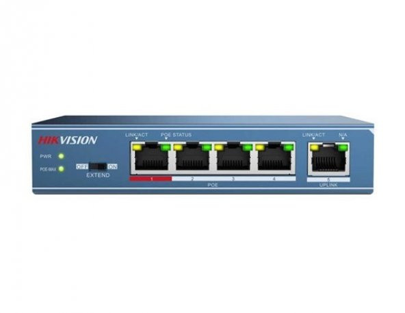 Hikvision DS-3E0105P-E/M 4 Port PoE 1 Port Uplink Yonetilemez PoE Switch