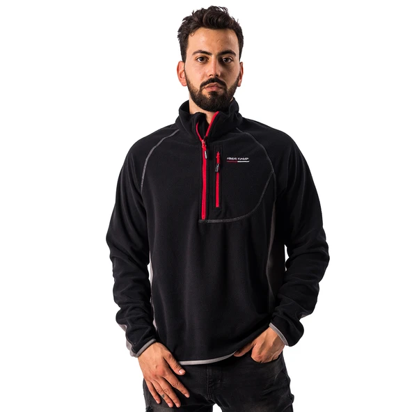 FreeCamp Man Half Zipper Fleece Polar-SİYAH ürün görseli
