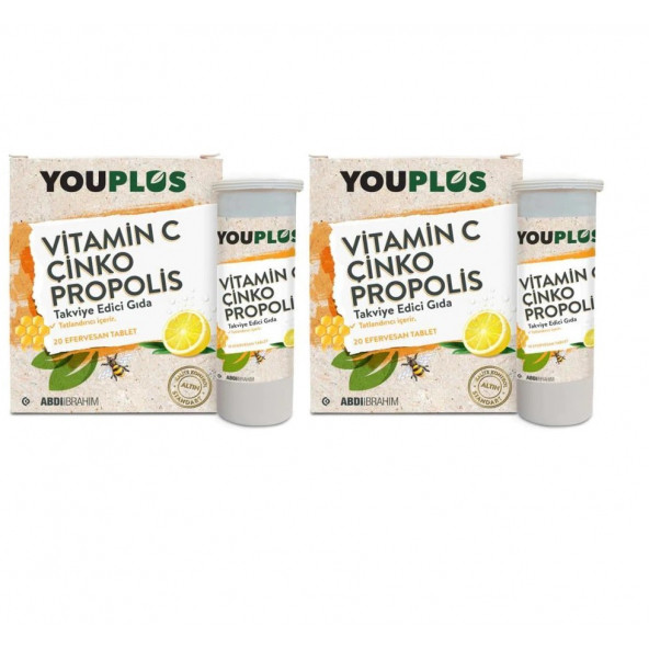 You-plus Vitamin C Çinko Propolis 20 Efervesan Tablet 2 Adet